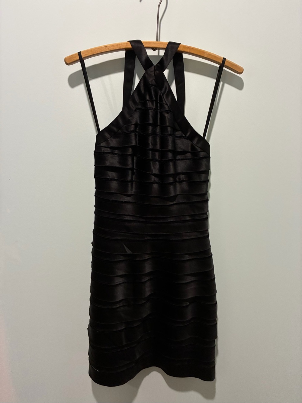 BCBG Maxazria Little Black Dress  Strappy Halter Bandage Dress Size 06